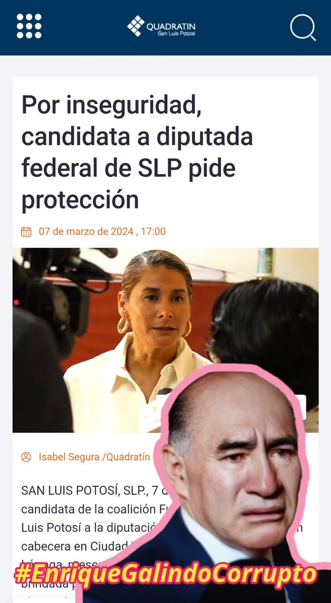 Pero si #EnriqueGalindoCorrupto dice que si hay seguridad? Ahí qué pasó 
#EnriqueGalindoPRIRata? También es guerra sucia o será legítimo el temor de la candidata?