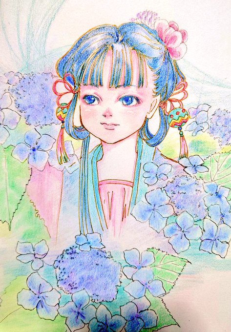 「blue hair flower」 illustration images(Latest)