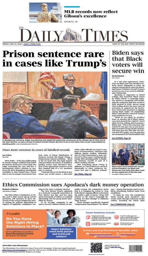 SMichlin's tweet photo. R.I.P. @TheDailyTimes .  This newspaper name, and for the most part its legacy, is now history, replaced (bought out) by the Tri City Record.

Does anyone at @Gannett
even know this paper is gone? Sources say they are still trying to sell ad space on phantom pages. https://t.co/9u1idAjRLF