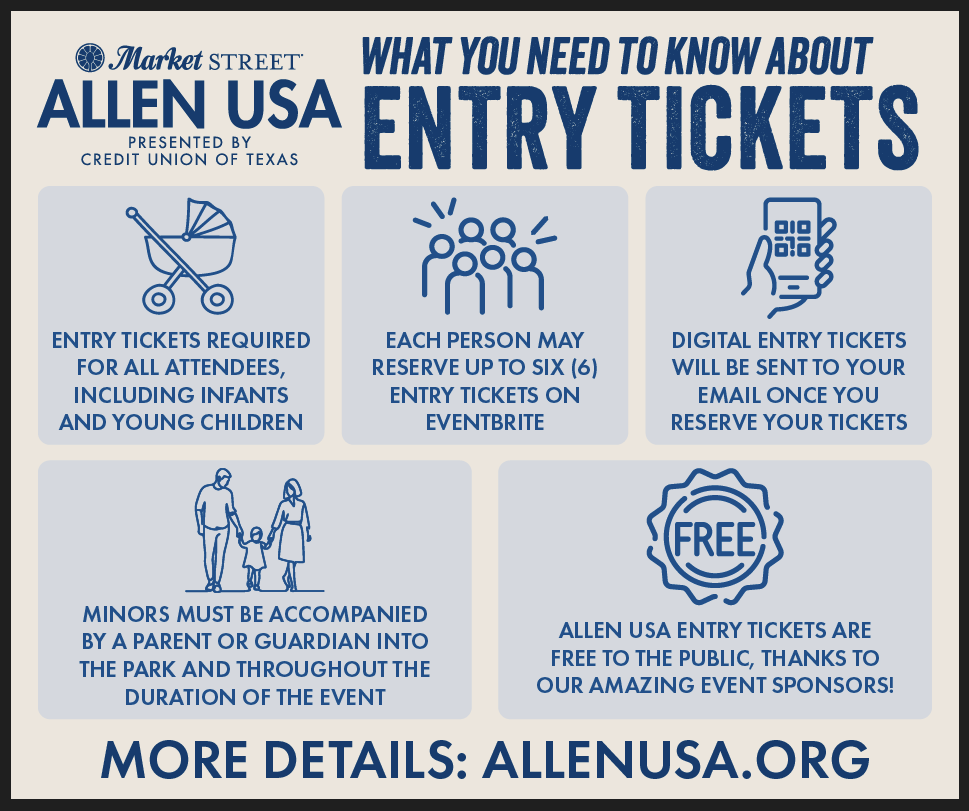 Allen_USA's tweet photo. Get ready to grab your free tickets for Market Street Allen USA presented by Credit Union of Texas on Monday, June 3, starting at 8 a.m.! Here's what you need to know:

Questions about the event? Visit https://t.co/kbhA6p6G73 https://t.co/IpYbY0KxXW
