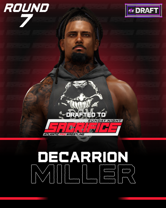 APW_Live's tweet photo. 🚨2024 APW Draft: ROUND 7!🚨

🔴APW Sacrifice:🔴
- D'Angelo Jordan
- DeCarrion Miller

🟢APW Carnage:🟢
- Gus Nouvelle
- Golden Status https://t.co/wRw397XdWU
