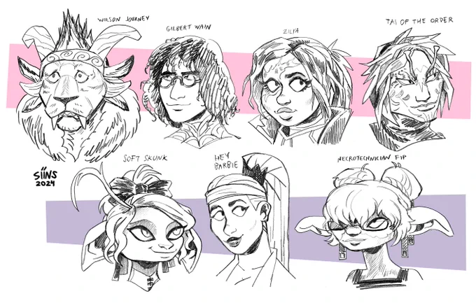 my portraits from the #GuildWars2 [VS] june art party on eu servers! :^) #VSArtParty 