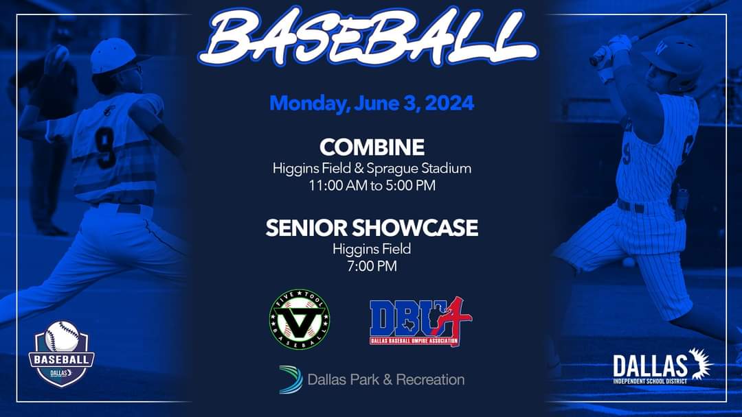 Great opportunity for the ⚾️ players in <a href="/dallasschools/">Dallas ISD</a> to gain exposure!  Thanks to <a href="/DallasParkRec/">Dallas Park and Recreation Department</a>, <a href="/LynnVanland/">Lynn Vanlandingham</a>, and <a href="/FiveTool/">Five Tool Baseball</a> staff for sponsoring  🤝🏽