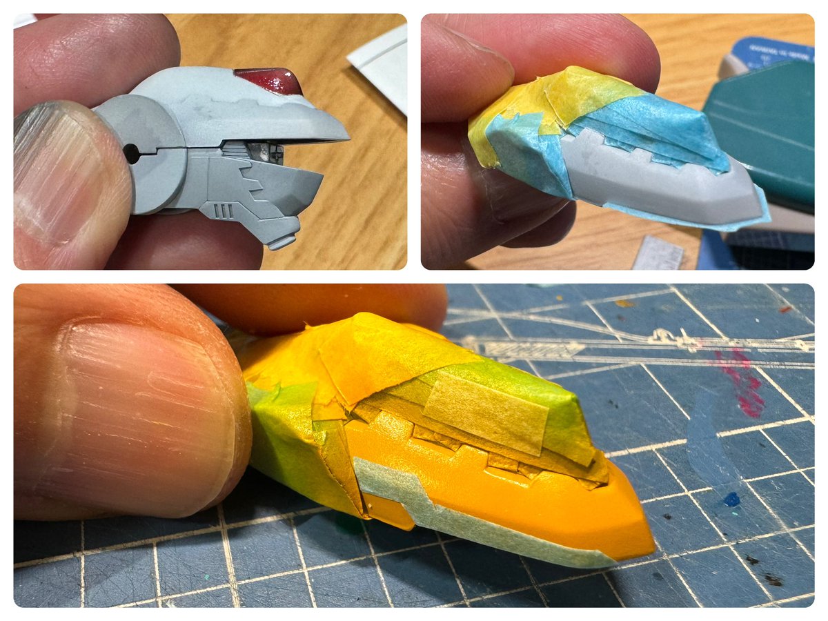 LimChubby's tweet photo. Hasegawa 1/72 VF-0S Battroid Masking work #macross #macrosszero #vf0s #royfocker #hasegawa #マクロスモデラーズ https://t.co/lCD7KMinJs