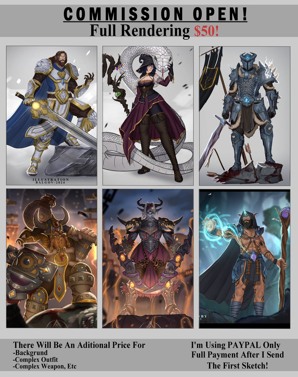 GovindaIqbal's tweet photo. I'm opening my commission for 3 slots now, feel free to DM me if you're interested of want to ask a question! 

#commissions  #commissionsopen #CommissionSheet #CommissionedArt #worldofwarcraft #FFXIVART #fantasi #conceptart #scifiart #furryart #furryartist #DnD #DnDcharacter https://t.co/0AnTBG3bL8