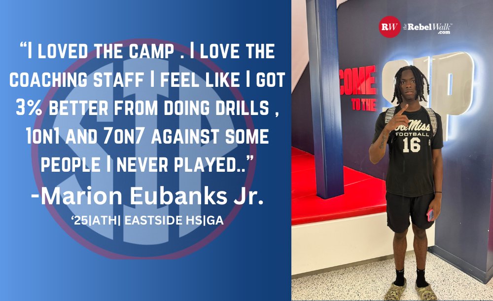 LeeAnn Herring (@leeannherringrw) on Twitter photo Plenty of playmakers like '25 <a href="/Meubanks0/">Marion Eubanks Jr.</a> out of Eastside (GA) are looking to catch the eyes of the Ole Miss coaching staff during June. <a href="/TheRebelWalk/">The Rebel Walk</a> caught up with Eubanks to share about his experience camping with the Rebs. #RWRecruiting Plenty of playmakers like '25 <a href="/Meubanks0/">Marion Eubanks Jr.</a> out of Eastside (GA) are looking to catch the eyes of the Ole Miss coaching staff during June. <a href="/TheRebelWalk/">The Rebel Walk</a> caught up with Eubanks to share about his experience camping with the Rebs. #RWRecruiting