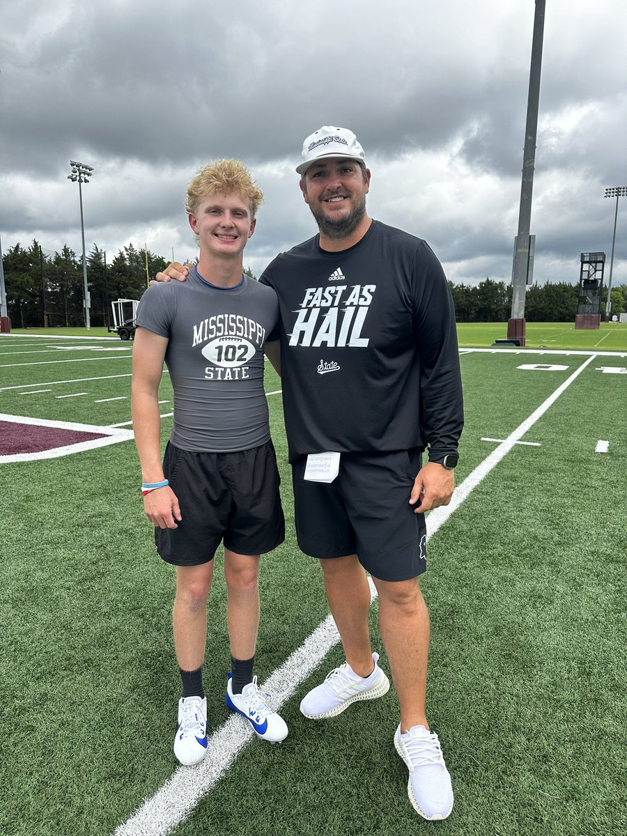 JT_QB7's tweet photo. Thank you to @Coach_Leb and @HailStateFB for a great camp today in #Starkvegas!!  Now it’s time to get back to work!  @CopiahFootball @wyattdalton4 @MacCorleone74 @QBHitList https://t.co/9Nsowd8JVs
