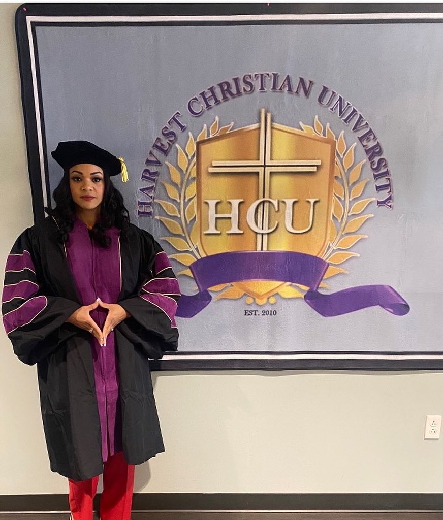 GRATEFUL! #hcu #graduation #doctorate #harvestchristianuniversity 🎓💜