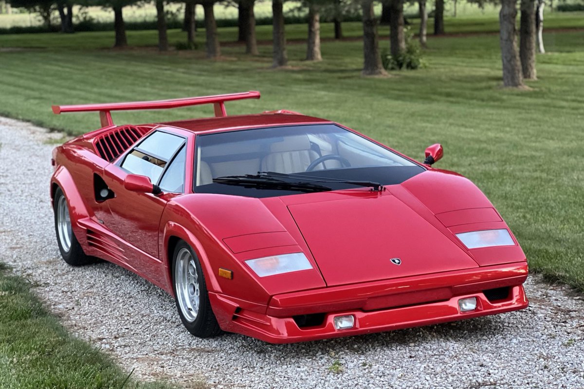 Bringatrailer's tweet photo. Now live at BaT Auctions: 1989 Lamborghini Countach 25th Anniversary. https://t.co/JGX5hRYjAR https://t.co/NO0ibWl4Rd