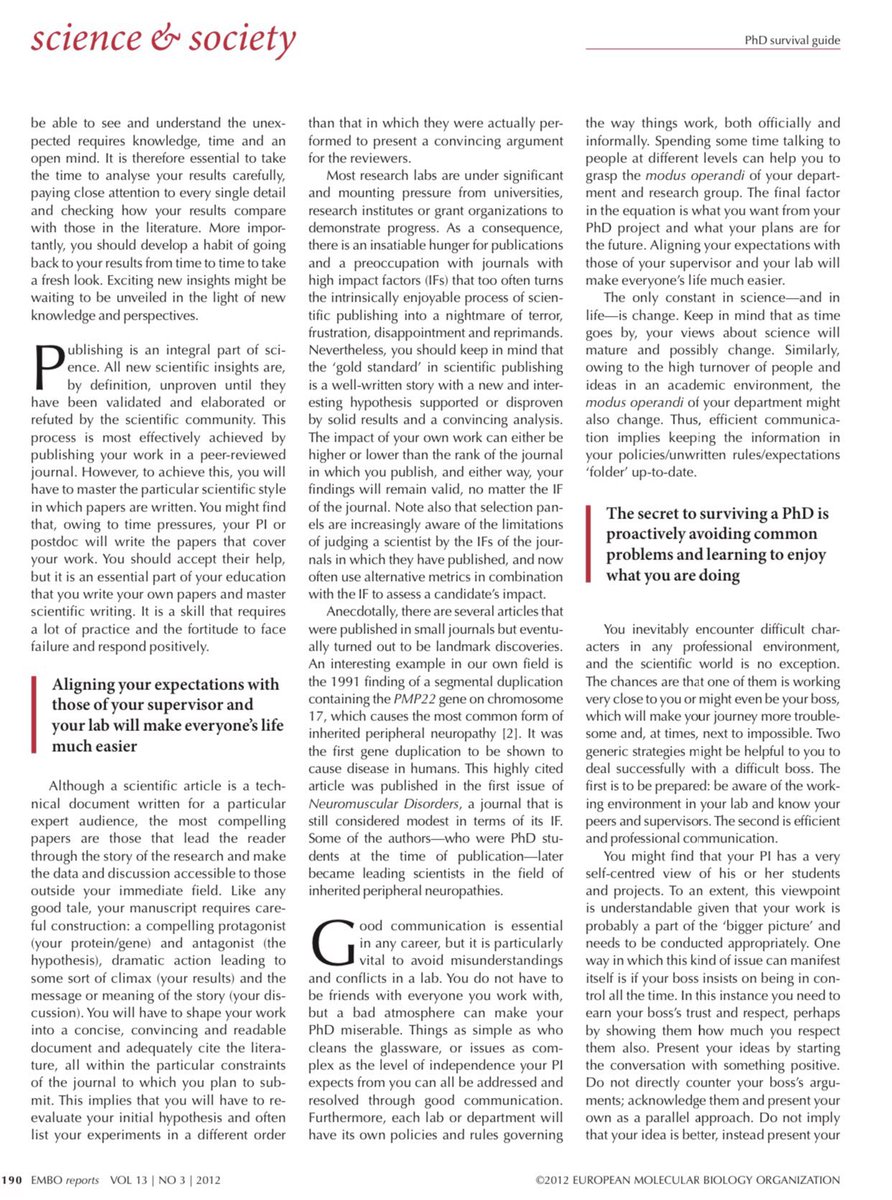 PhD survival guide <a href="/emboreports/">EMBO Reports</a> <a href="/EMBO/">EMBO</a> h/t <a href="/SciencNews/">Science News</a> 
Some Brief advice for PhD students
2/5
#PhD #PhDlife #science #AcademicTwitter #meded