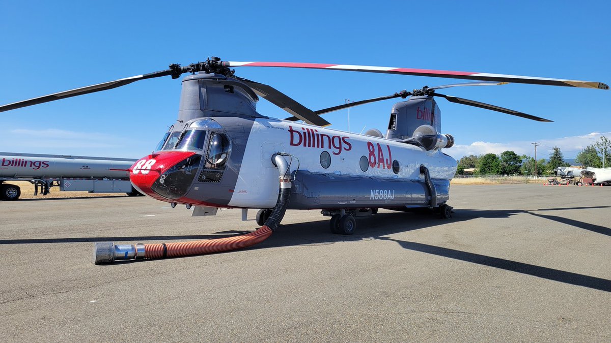 CALFIRE_ButteCo's tweet photo. We continue to staff up in preparation for the summer heat and increased fire risk. Tanker 8AJ, a type I firefighting helicopter, is available for firefighting duty at the #ChicoAirAttackBase. More info to follow, just wanted to let you know she's here and ready to go. https://t.co/2PjFiqBHoR