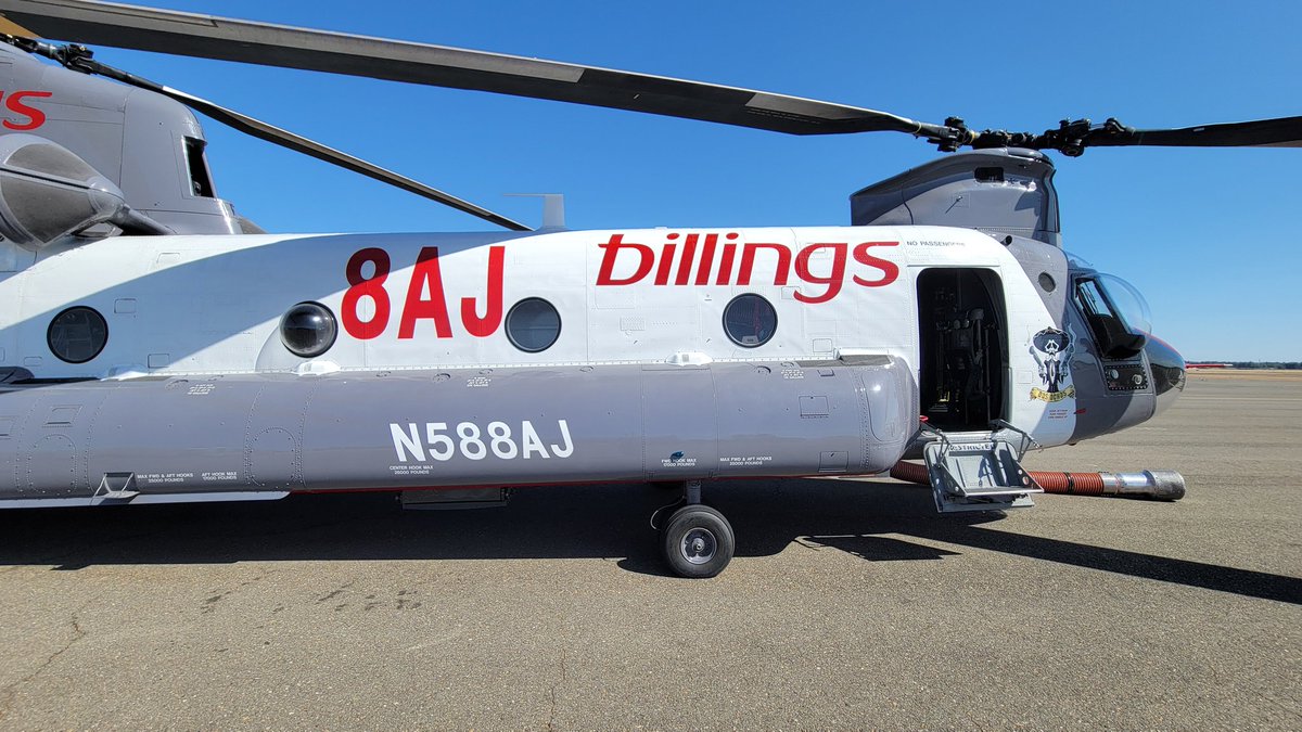 CALFIRE_ButteCo's tweet photo. We continue to staff up in preparation for the summer heat and increased fire risk. Tanker 8AJ, a type I firefighting helicopter, is available for firefighting duty at the #ChicoAirAttackBase. More info to follow, just wanted to let you know she's here and ready to go. https://t.co/2PjFiqBHoR