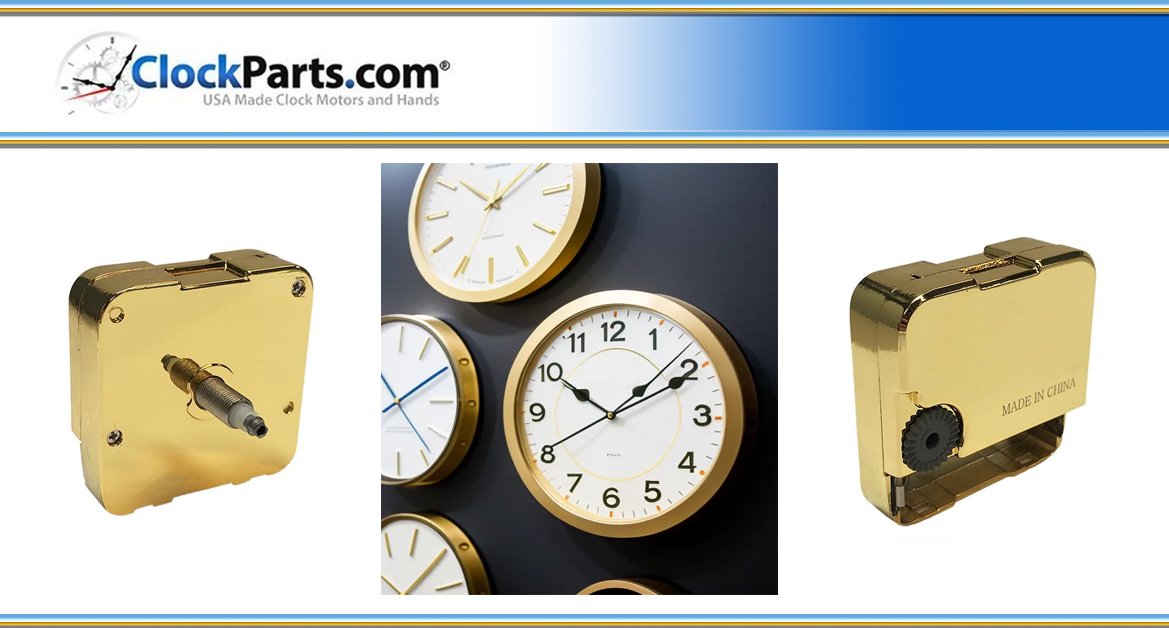 ClockPartsCom's tweet image. You'll be golden with our Quartz Mini Motors! Pair your next #ClockProject with a classic gold #ClockMotor for that perfect touch of sophistication. clockparts.com/quartz-mini-mo… #TimelessElegance #ClockDesign #ClockParts