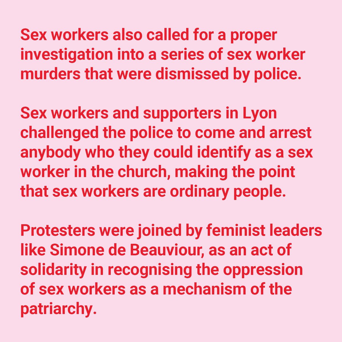 scarletalliance's tweet photo. INTERNATIONAL WHORES' DAY: On 2nd June 1975, more than 100 sex workers and their allies began an 8-day demonstration at the St Nizier Church in Lyon, France to protest criminalised and exploitative working and living conditions. https://t.co/CJBQIVkVEv