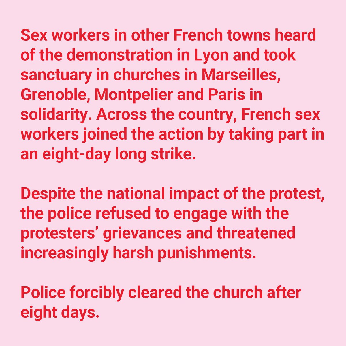 INTERNATIONAL WHORES' DAY: On 2nd June 1975, more than 100 sex workers and their allies began an 8-day demonstration at the St Nizier Church in Lyon, France to protest criminalised and exploitative working and living conditions.