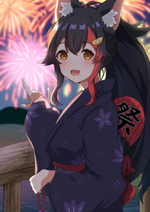 みてみて!花火綺麗だね #みおーん絵 