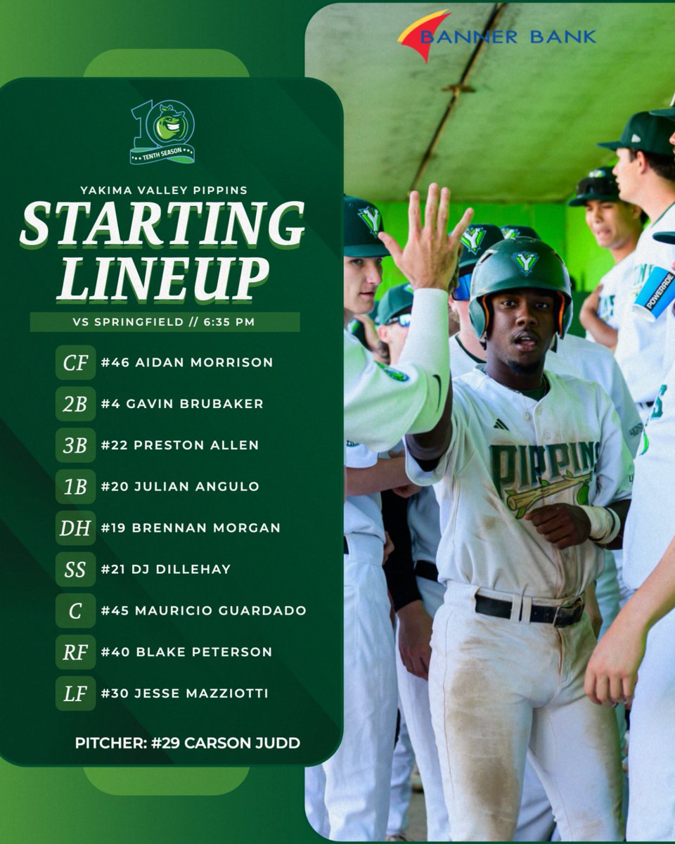 PippinsBaseball's tweet photo. You're starters tonight for Yakima Valley.
Game 2 loading... #RollPips https://t.co/sUW1IyUeN6
