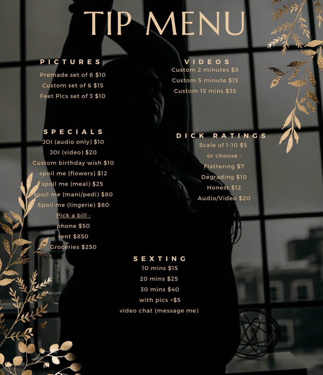 Tasteofcoco1's tweet photo. Take a look at my new menu! See something you want ? DM me and let me give you what it is you desire baby! https://t.co/3WT1ij9OXm