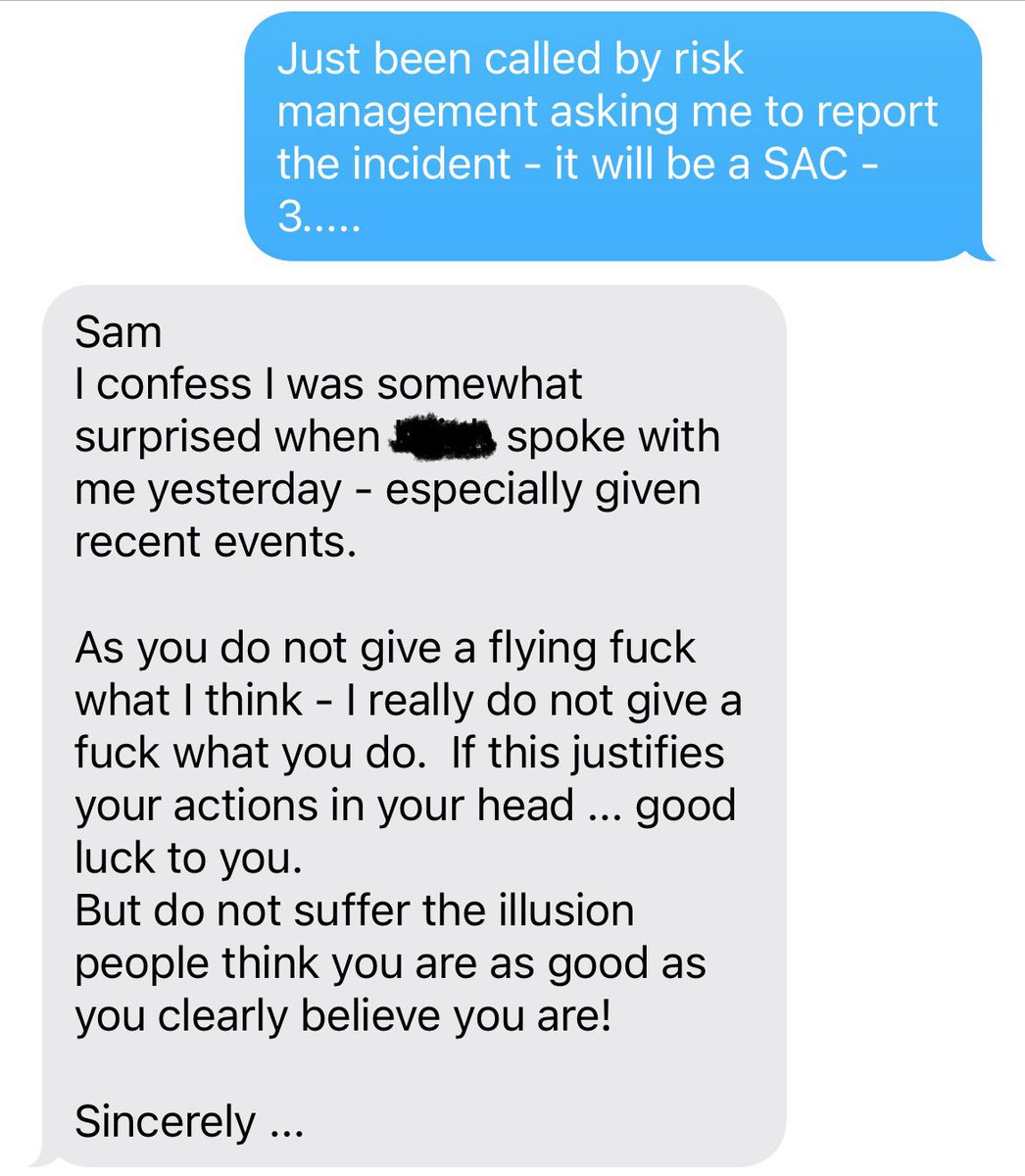 gluck_samuel's tweet photo. @CICMANZ Psychological saftey is so important that’s why receiving text messages like the below for reporting clinical incidents is behaviour that really should not be tolerated. https://t.co/rKOA9Wrkwf