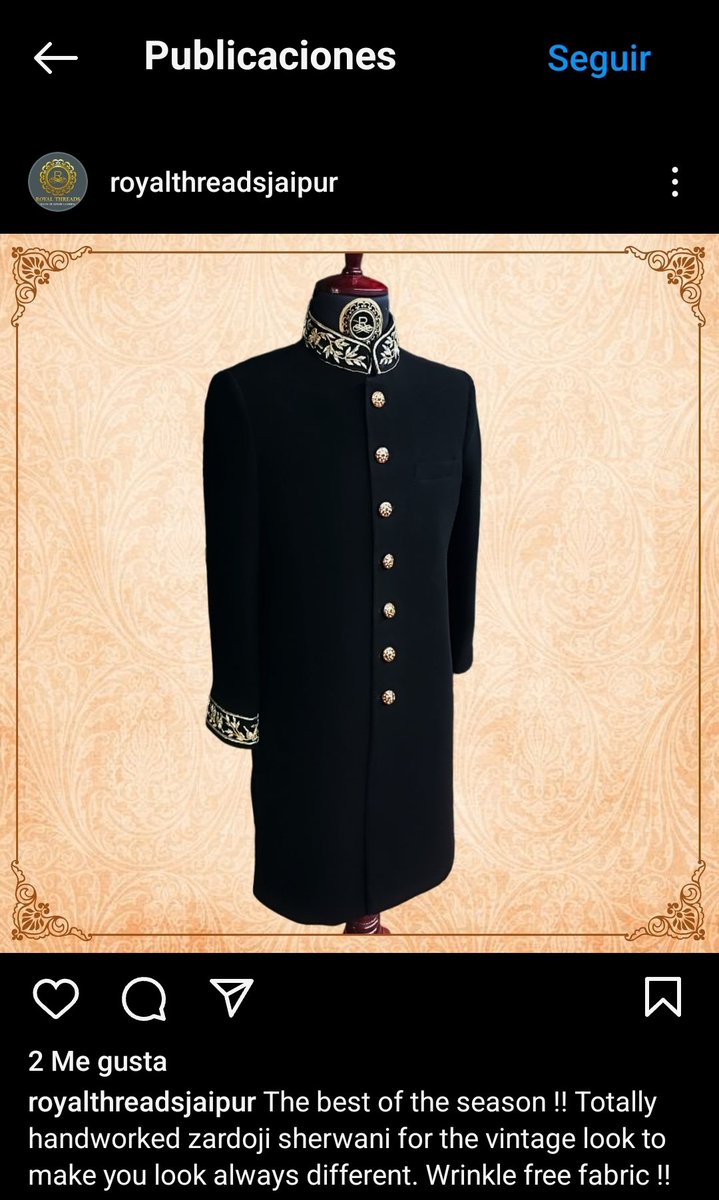monicamonti's tweet photo. @Conocimiente @paololuers Mismas vibras a las de este zardozi sherwani/ vintage indio... supongo que encargó una túnica árabe, pero quién sabe 🤷‍♀️ lo que sí estamos claros es que la identidad salvadoreña la quiere borrar de la faz de la tierra, y ojo con las ruinas precolombinas que todavía nos quedan 😓 https://t.co/nfS8Ha8vl8