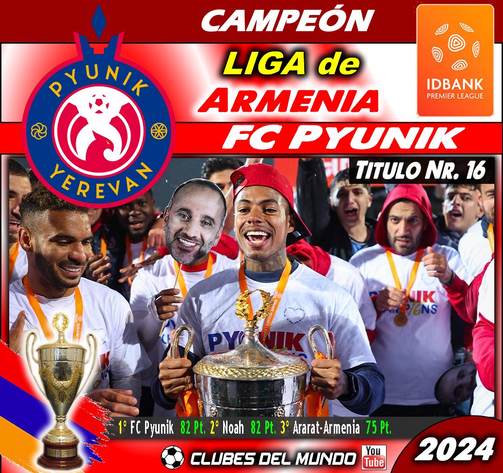 ClubsDelMundo's tweet photo. El FC PYUNIK acaba de conquistar hace unos dias su decimosexta LIGA DE ARMENIA, siendo el club más laureado de su Pais. Enhorabuena.
#FCPyunik #Pyunik #Yerevan #Armenia
@FC_Pyunik https://t.co/nfD8FqpMCo