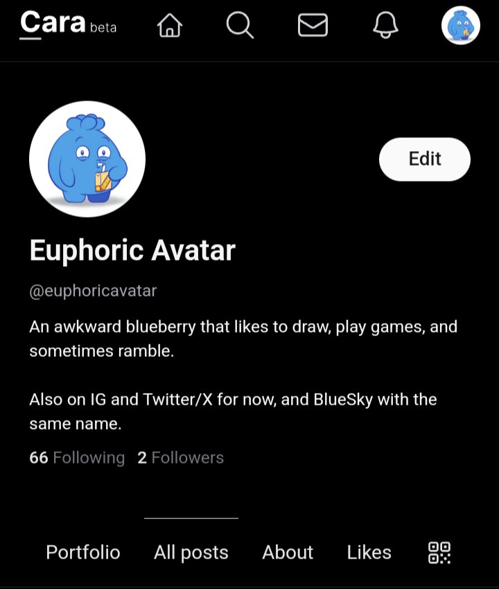 EuphoricAvatar's tweet photo. Haven't posted in a while. I'm not jumping ship yet with posting art here, but I think I'll give Cara a try like so many others are. Same username as here.

It's still in beta, so keep that in mind if things are slow for now. https://t.co/zWUVgpErAT