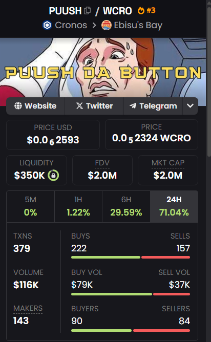 garyric19327057's tweet photo. @Blockchainwork5 @I_H0DL @PUUSHDABUTTON @BoomerSquadNFT1 @cronosapp @cryptocom They arent ready! $puush da button! https://t.co/wXfQYDHzhU