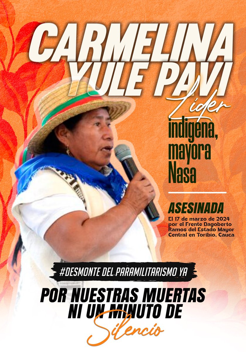jennife45124868's tweet photo. #EmergenciaHumanitaria Por nuestras muertas ni un minuto de silencio, La paz implica parar el genocidio contra mujeres indígenas y campesinas @petrogustavo @FranciaMarquezM https://t.co/N29IiZzLVi