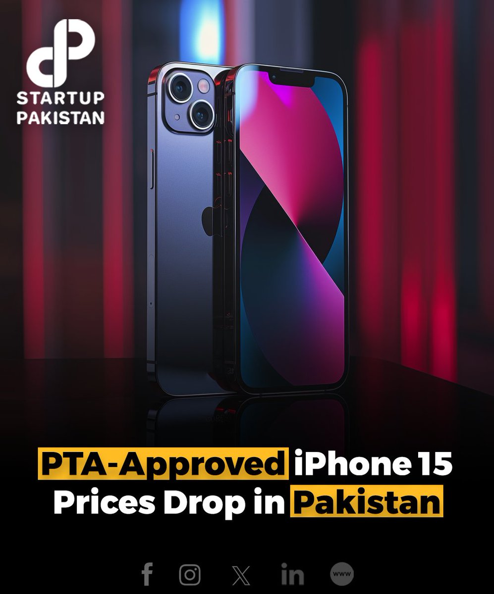 PakStartup's tweet photo. PTA-approved iPhone 15 prices drop in Pakistan
Read more: https://t.co/jeAY6dMRUv
#iPhone15 #PTAApproved #PriceDrop #Pakistan #TechNews #Apple #Smartphones https://t.co/azdo6I0Oyw