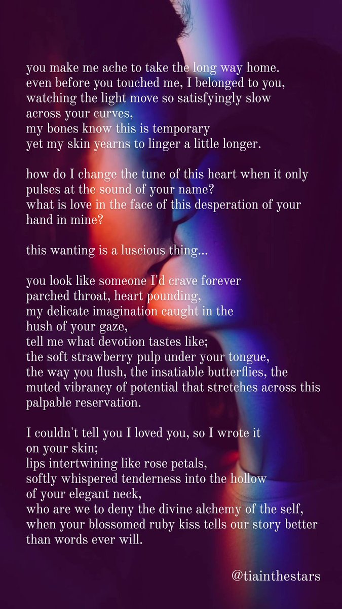 the prize? a poem. 
the winner? <a href="/mx_tonks/">Mx_Tonks 💜💚</a> 
their prompt? slow burn first kiss and make it ✨️𝒈𝒂𝒚✨️

say less BB 💜 Happy Pride 🏳️‍🌈

divine alchemy