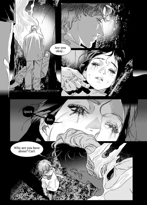 P3
[I can't edit the gif but it says "There's a bigger danger. Come inside me quick…" 