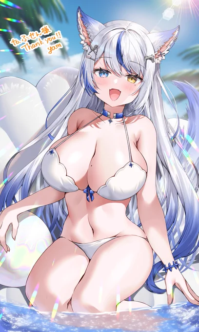 プールでリラックスリクエストありがとうございました!#skeb 