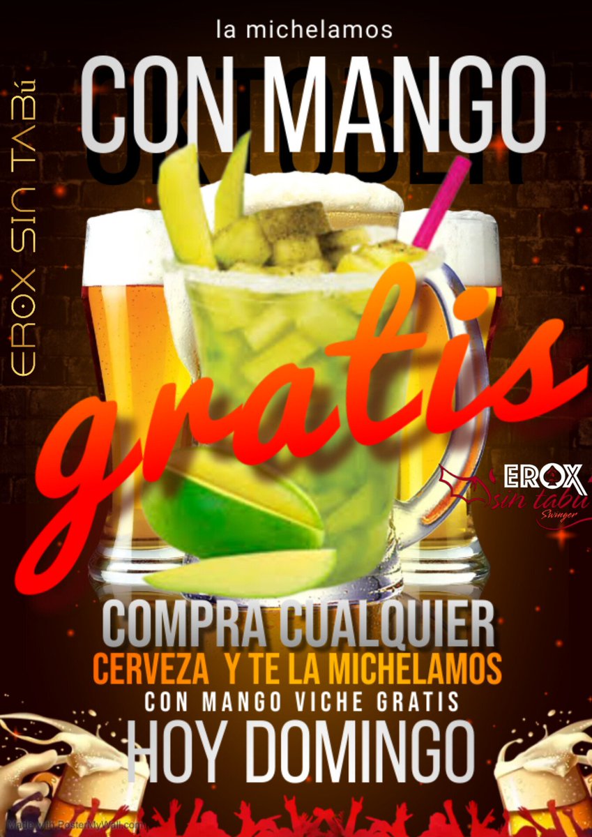 swingercali93's tweet photo. DOMINGO EN EROX SIN TABÚ SWINGER CONPRA CUALQUIER CERVEZA Y TE LA MICHELAMOS GRATIS CON MANGO VICHE 🔥 https://t.co/5esAsdVewf