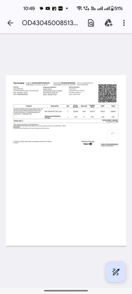sachin_verma91's tweet photo. I bought a ceiling fan this year in February through @Flipkart which has a 24 month warranty. I am trying to reach out to @flipkartsupport from 15 days but not getting any resolution from the support team except assurance. This is the drawback of buying online. No response yet. https://t.co/4Hwdee6eB3