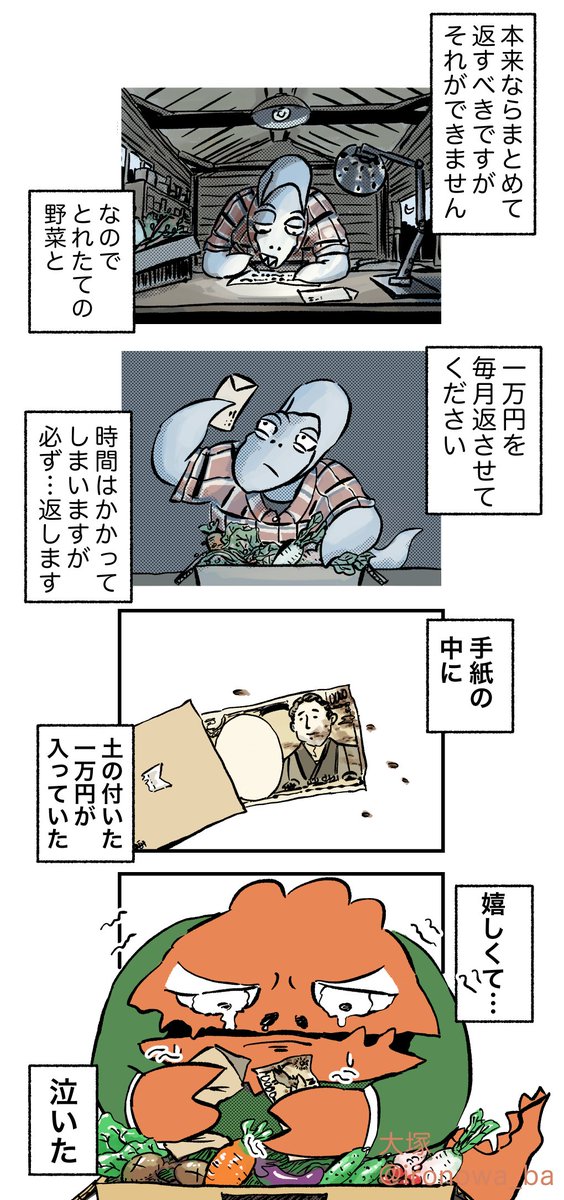 土のついた一万円 