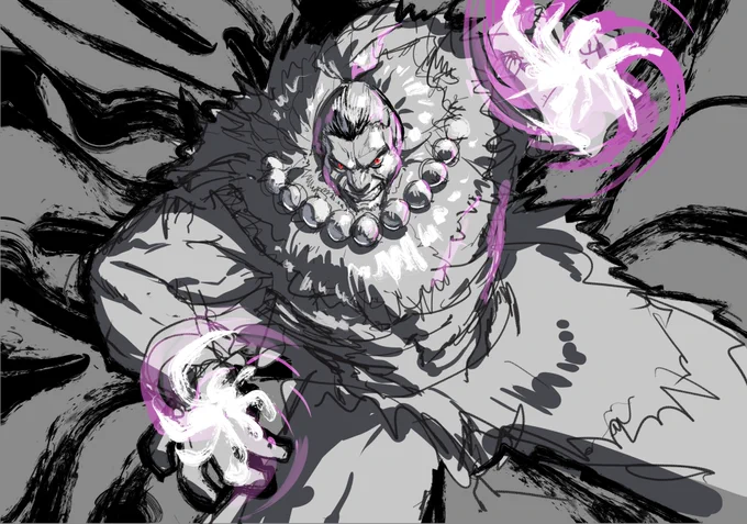豪鬼一応全身描いた 