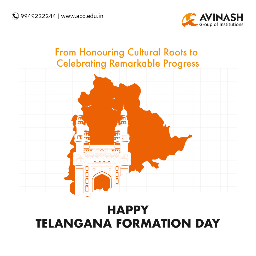 GroupAvinash's tweet image. Commemorating Telangana’s journey toward a brighter future for all its people. Happy Telangana Formation Day!

#telanganastateformation #telangana #stateformation #education #hyderabad #india #southindia #hyderabadcolleges #avinashcollegeofcommerce #acc #agi #avinashcollege
