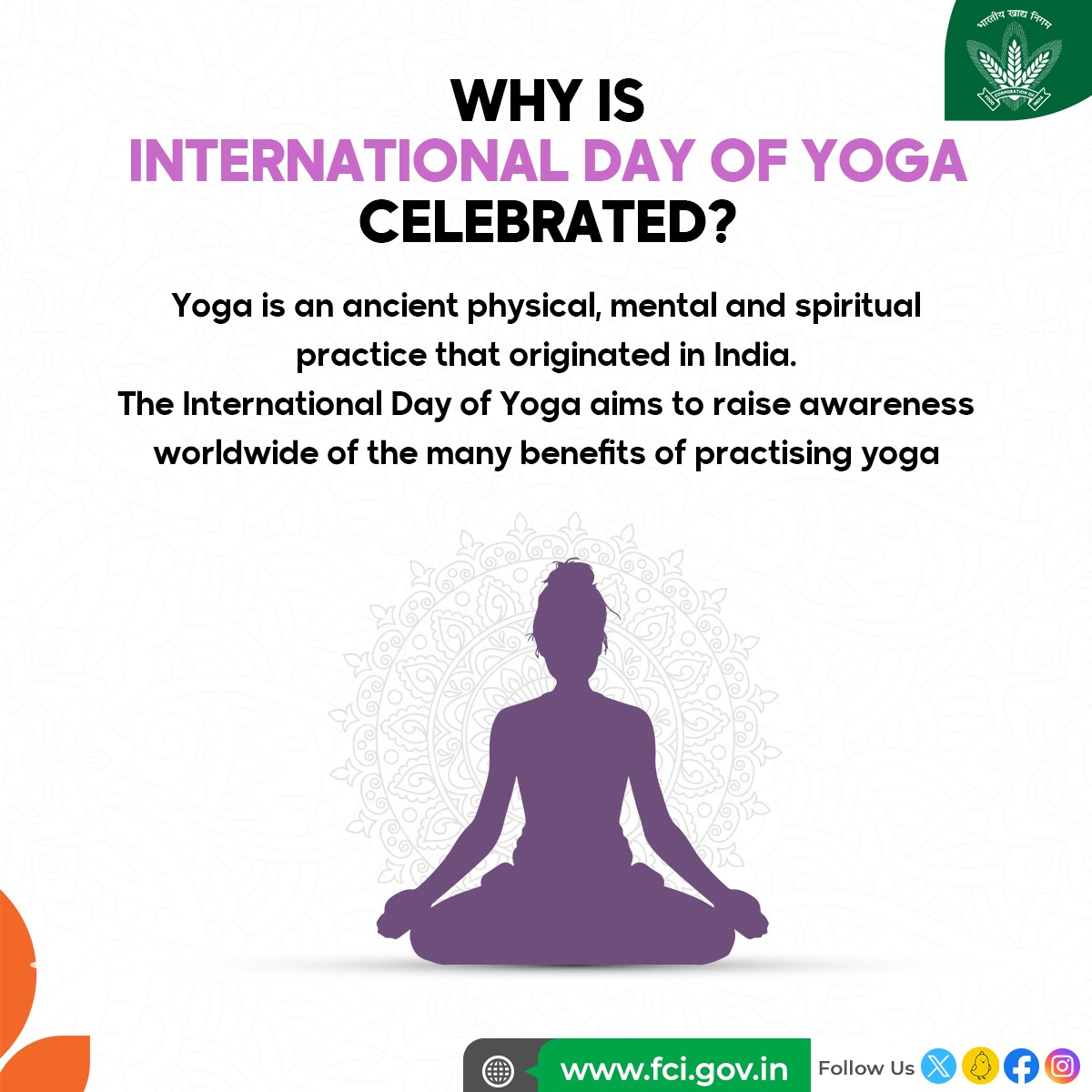 The ancient practice of Yoga has spread out of India and is performed throughout the world. Recognising its universal appeal, the United Nations proclaimed 21 June as the International Day of Yoga. #NourishWithYoga #IYD2024