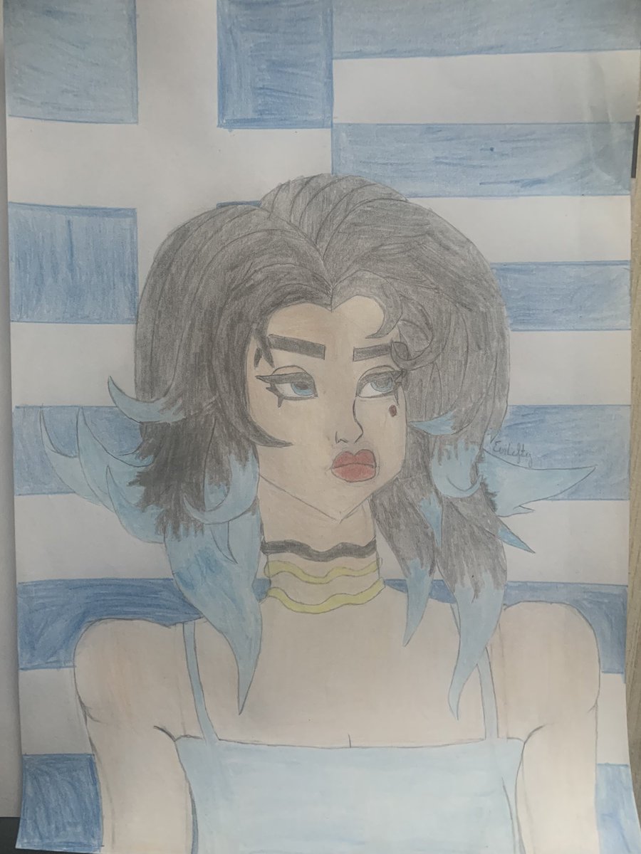 DatLefty_4's tweet photo. I drew Valeria completely this time and I’m prettily glad of the result:3

*I chose the Greek flag as a background because it was fitting and I believe that Valeria is Greek (imo)

Tags : #Fortnite #FortniteArt #FortniteDraw #FortniteWrecked #FortniteValeria https://t.co/F4EHVJDODW