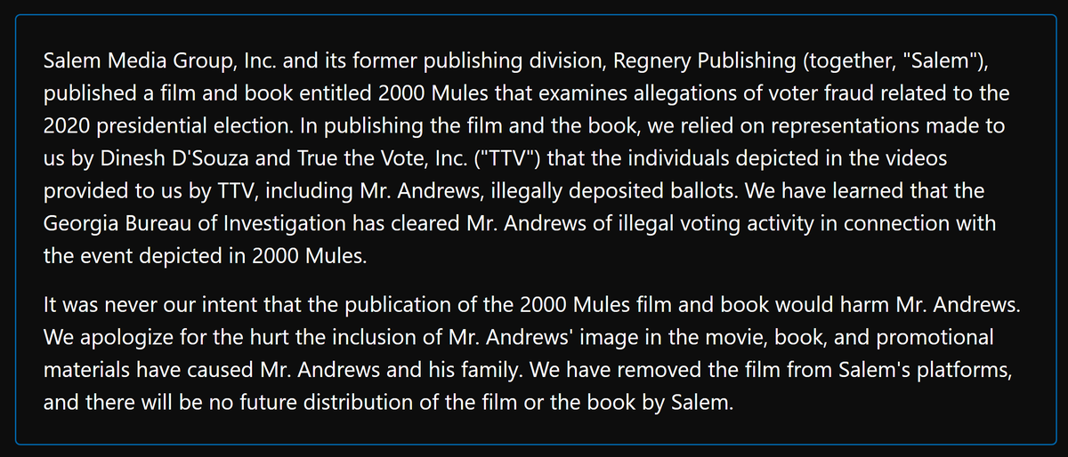Cynical_History's tweet photo. Even #DSouza distributers had to apologize for his #2000Mules lies.  He's been a propagandist since the his 1991 book "illiberal education," yet Lionsgate keeps distributing some of his stuff.  Watch us tear apart his 2016 film, "Hillary's America" - https://t.co/G7D9BR9eqd https://t.co/Ymxy8JKz6m