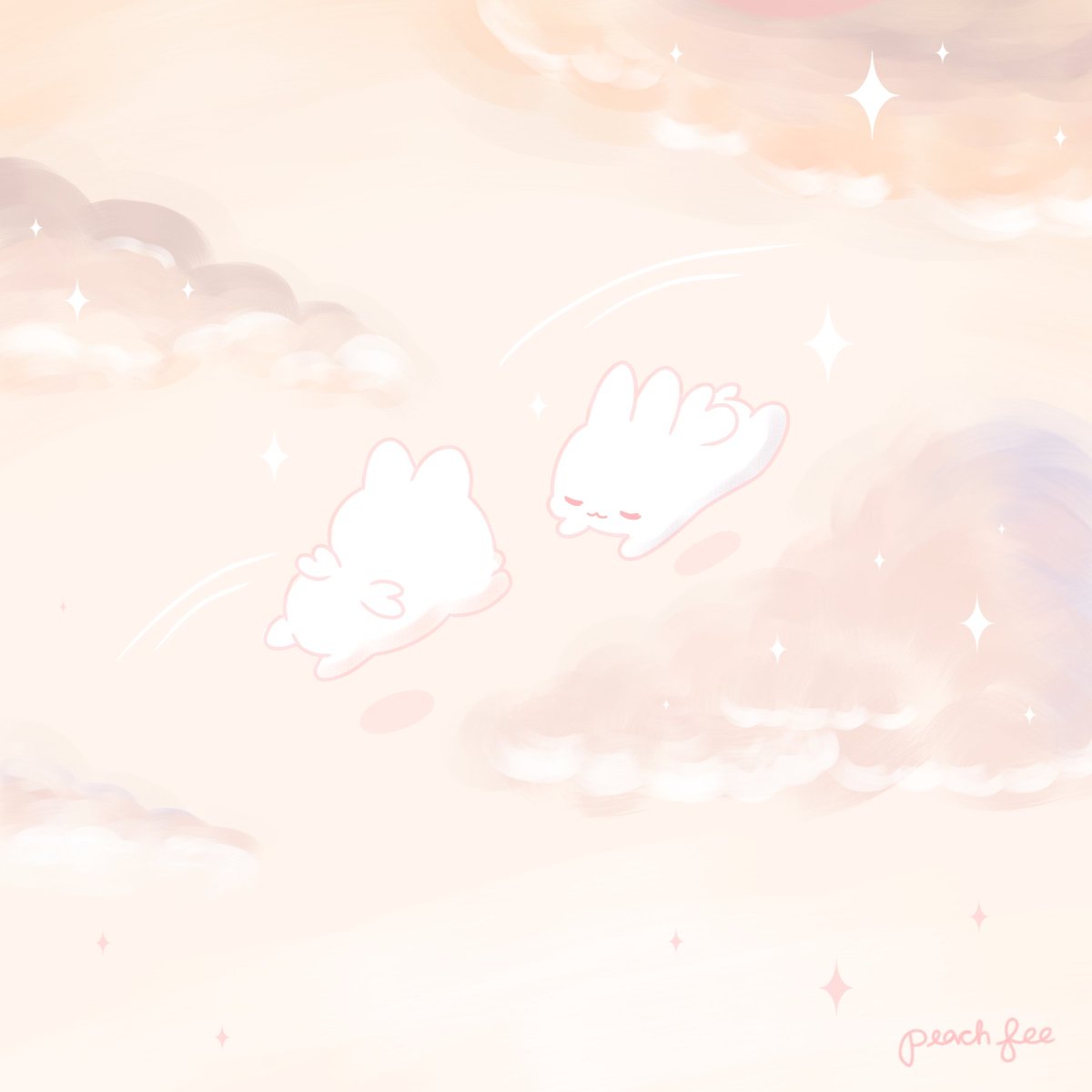 peachfee's tweet photo. Let's meet behind the clouds~ ✨
#digitalart #cuteart #cuterabbits https://t.co/2N7YgIgknU