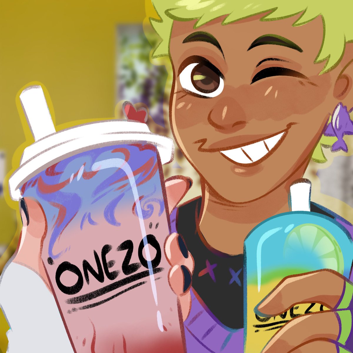 lazyystar's tweet photo. Happy Pride! 🏳️‍🌈🏳️‍⚧️
I realized only today that Onezo chose 2 openly queer characters for their Valo drinks this year 🥹 both drinks are very delicious, drop by tomorrow if you get the chance to try them out! #valorant #valorantart https://t.co/EioVOEYOLW