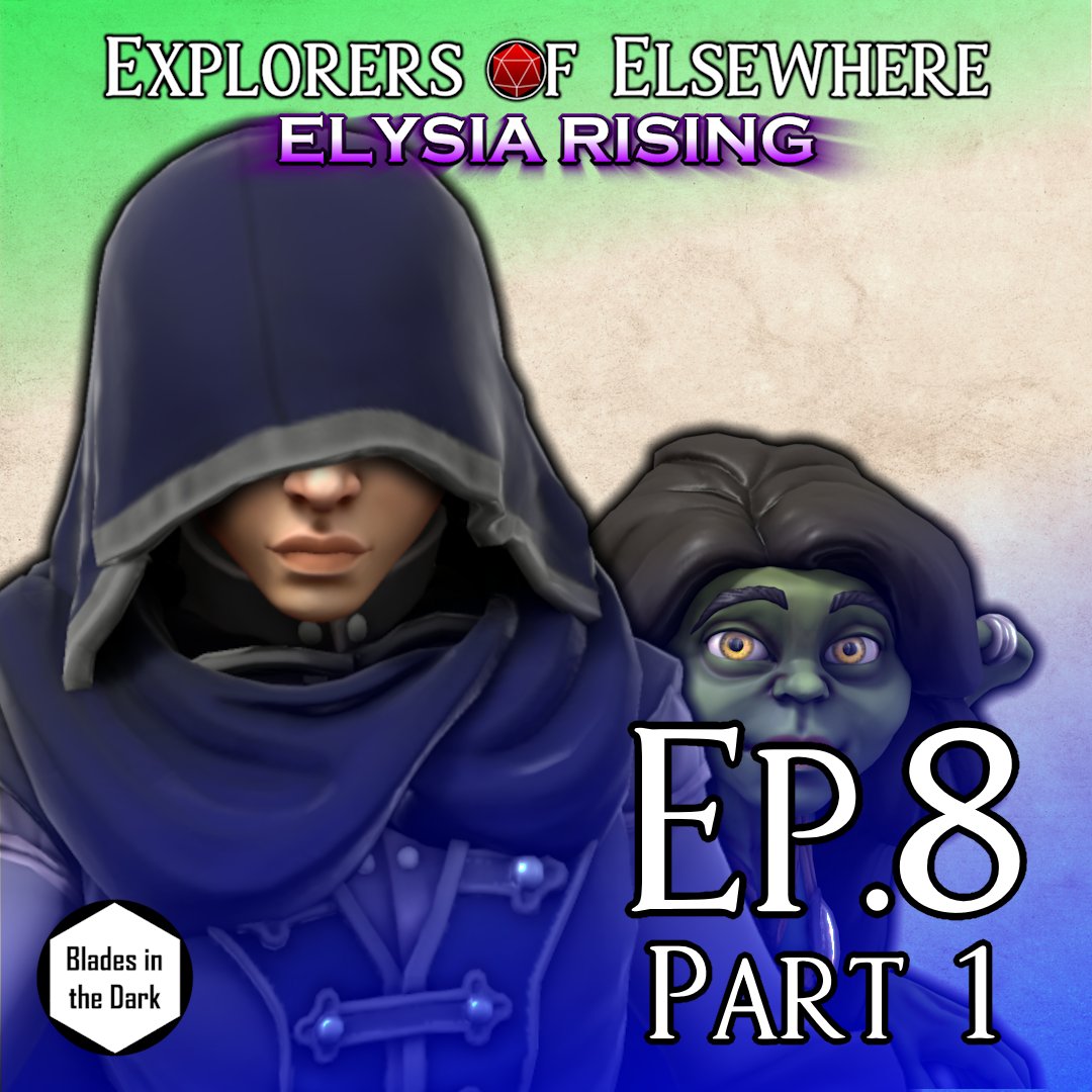 EoElsewhere's tweet image. We're back with new @BladesInTheDark content! 🥳

We return to ELYSIA RISING to find our Crew in hiding after their disastrous last score. Catch the video on the EoE YT page (link in bio!) or listen on #podcast!

Like &amp;amp; sub for more #ttrpg content! 💜
#ttrpgrising #ttrpgcommunity