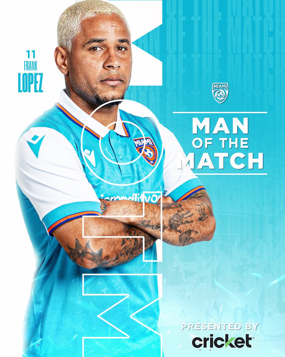 <a href="/lopez_frank16/">frank lopez</a> 60th minute goal awards him Man of the Match for tonight’s game

pres. by <a href="/Cricketnation/">Cricket Wireless</a> 

#MIAvLOU #vamosmiami
