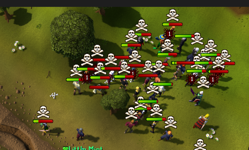 minty_bean_'s tweet photo. @JagexAsh @Jagex @OldSchoolRS  huge bot farm in world 308 wildy right across the ditch from edge, i can report them all cuz there is so many so im just gonna drop this tweet instead https://t.co/0Tth54j8DH