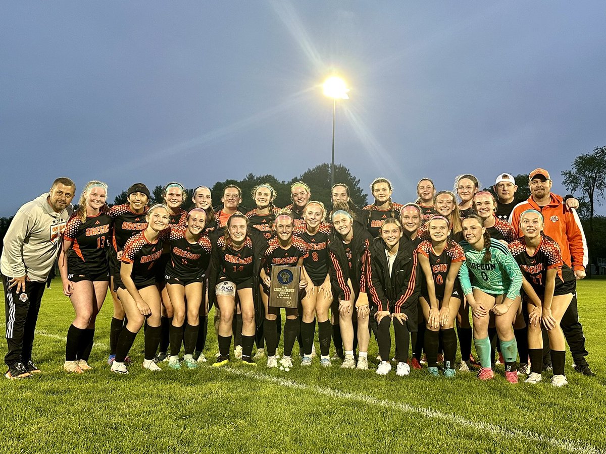 Congratulations to the Girls Soccer WIAA Regional Champions!!! Oregon beats Waterford tonight 8-0. 🧡🖤⚽️ <a href="/OHSgirlsVarsity/">OHS Girls Varsity Soccer</a>