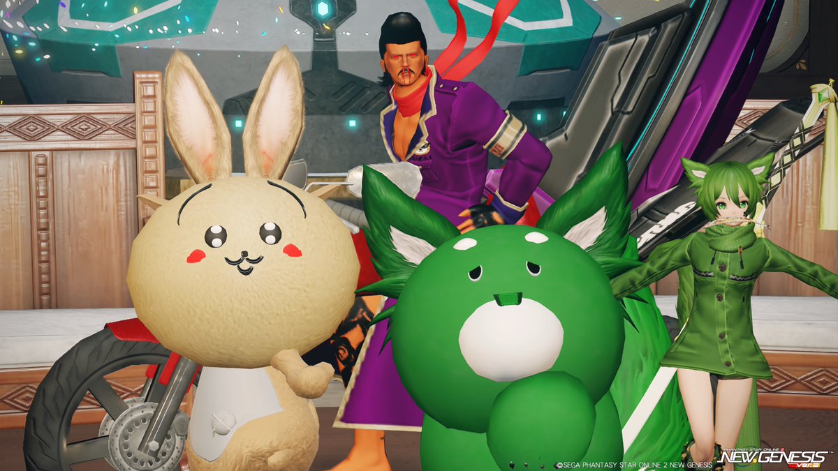 #PSO2NGS  #PSO2NGS_SS
#メンテの日じゃないけどssを貼る
#今日のリッターズ
ミラーさんとファトラさんとコミュンさんと･･･☆(~¯︶¯)~✨📸

これがリッターズの本質なのですw