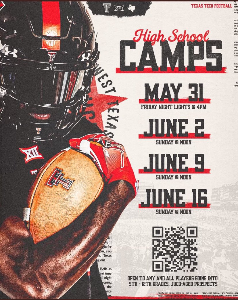 BrightonDevivo's tweet image. I’m Super excited, I’m ready to participate at the camp tomorrow.
@iwp4short @TexasTechFB