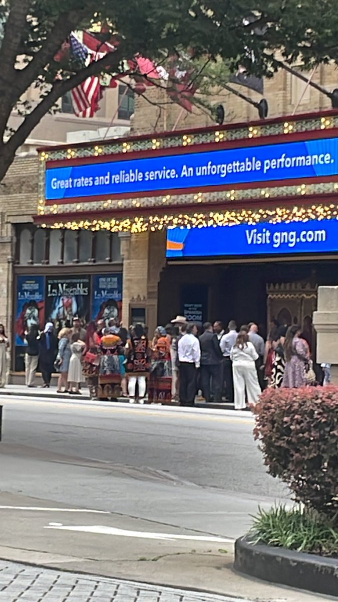 aweseob's tweet photo. @p1hgirl @yagirlkinah the hotel right across from fox theatre which is the one i’m staying at had some sort of like birthday/wedding thing going on and when i got here earlier today there were people in outfits outside of the fox https://t.co/18k3Roq1og