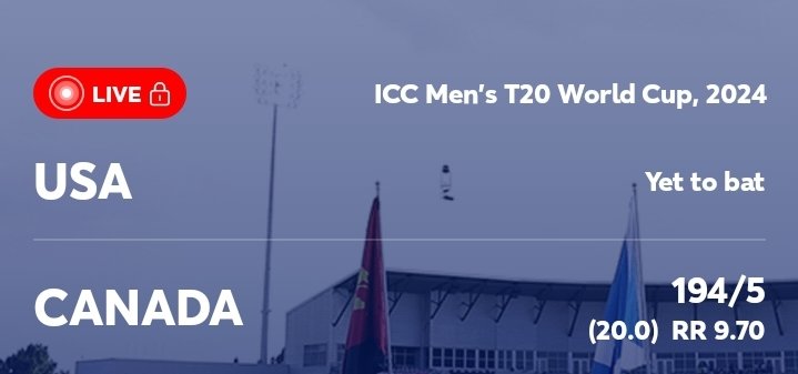 associate_cric's tweet photo. USA Need 195 run to win. https://t.co/pNoG5MjS91